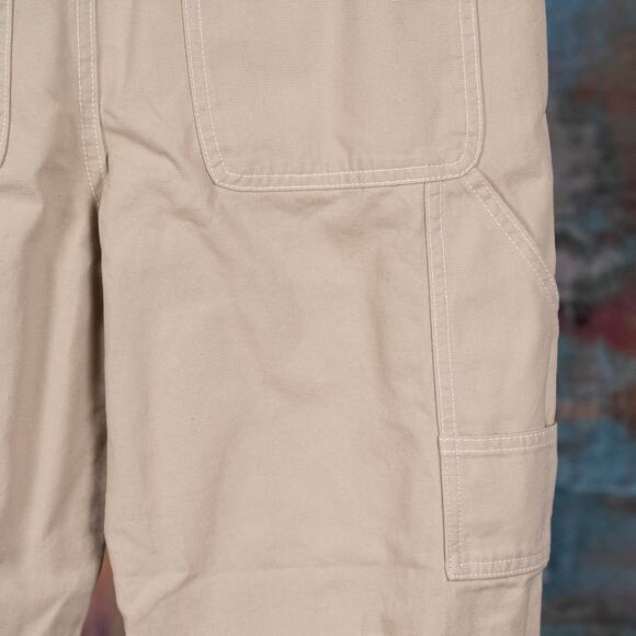 GAP Women's Mid-Rise Loose Fit Carpenter Pant Size 6 Beige 100% Cotton Classic - Picture 6 of 9